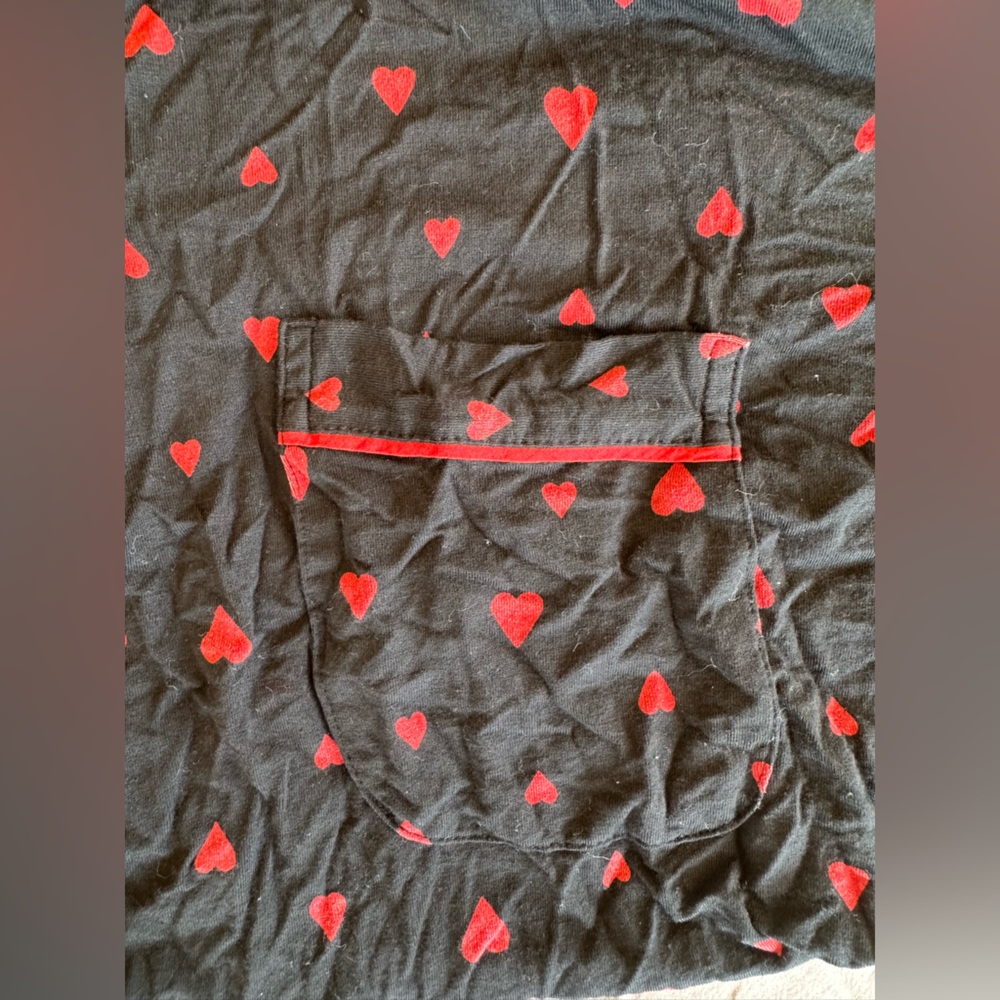 Victoria’s Secret Black & Red Hearts Button Down Modal Short Pajama Sleep Set XL - Picture 6 of 13